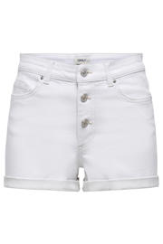 thumbnail: Ecru dames ONLY skinny low waist short van katoen met knoopsluiting en effen