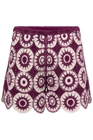 regular waist casual short paars met ingebreid patroon