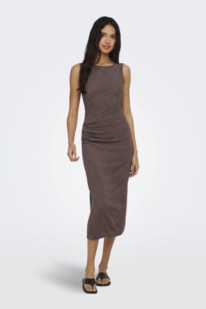 midi jurk bruin