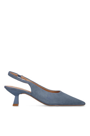 suède slingback pumps blauw