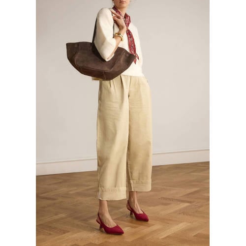 Manfield suède slingback pumps donkerrood