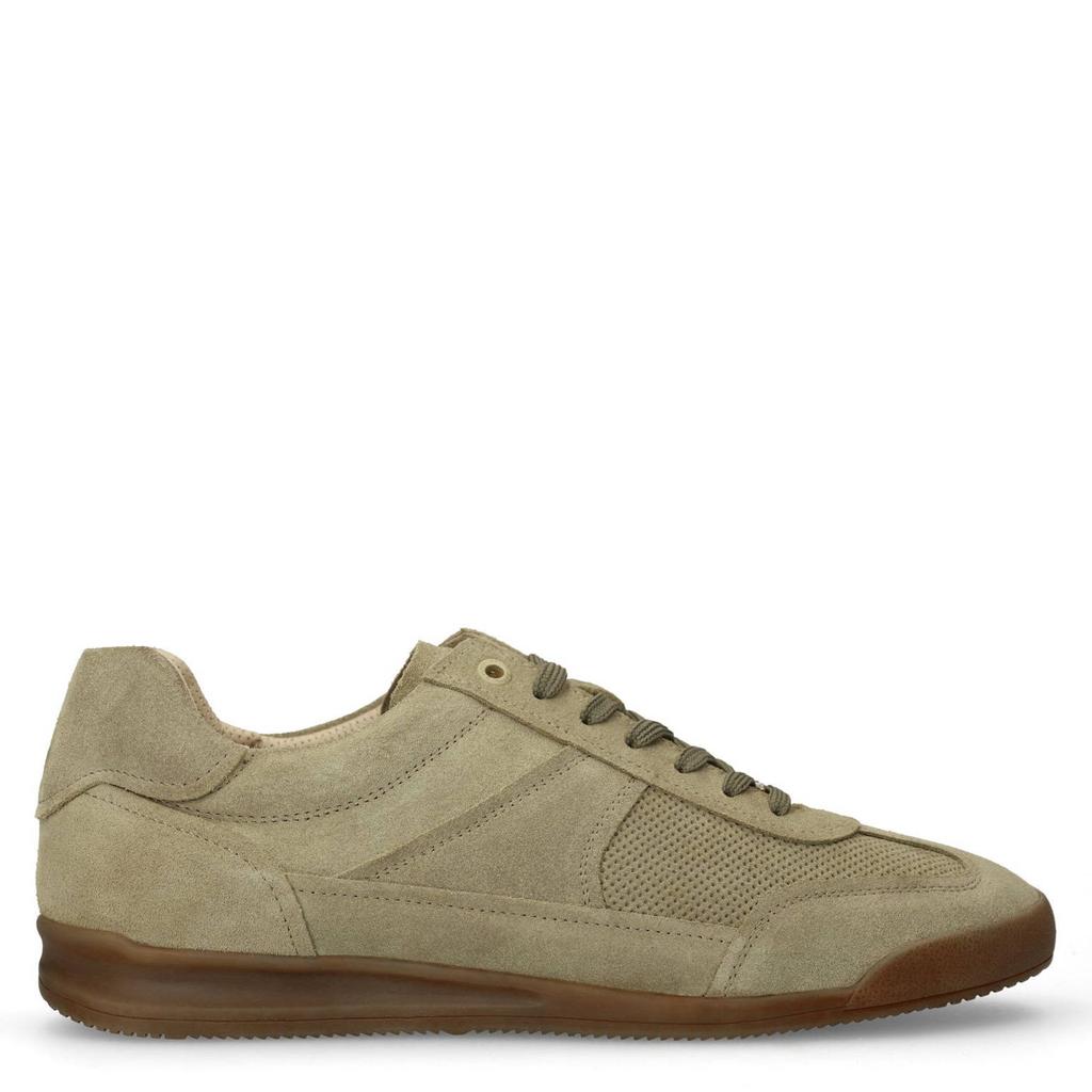 Groene heren Manfield suède sneakers met veters