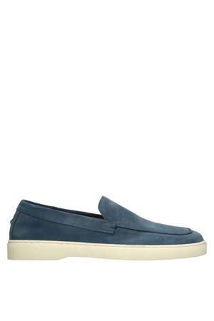 suède loafers blauw