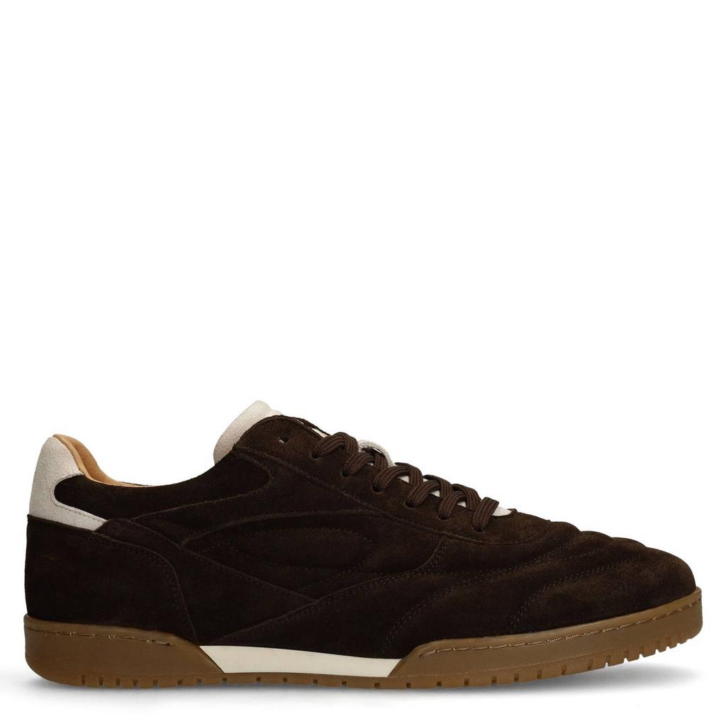 Donkerblauwe heren Manfield suède sneakers met veters