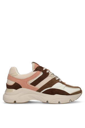 chunky leren sneakers bruin