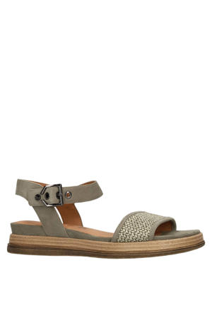 leren sandalen grijsgroen