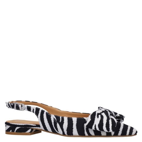 Manfield slingback loafers met zebraprint zwart afbeelding