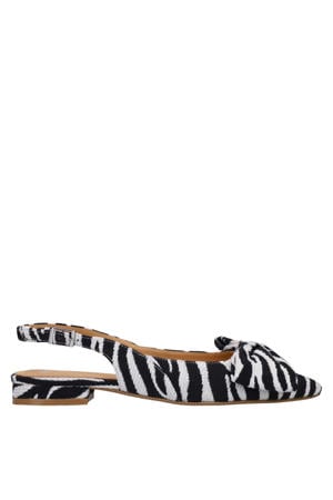 slingback loafers met zebraprint zwart
