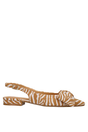slingback loafers met zebraprint cognac