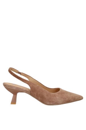 suède slingback pumps bruin