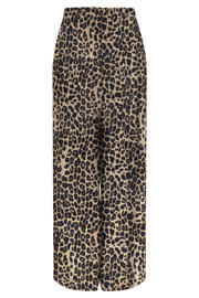 thumbnail: Bruin en zwarte dames ONLY wide leg high waist casual broek van modal met panterprint