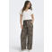 ONLY wide leg high waist casual broek met panterprint bruin