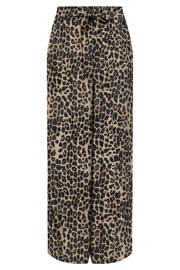 thumbnail: Bruin en zwarte dames ONLY wide leg high waist casual broek van modal met panterprint