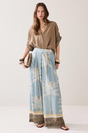wide leg high waist broek lichtblauw