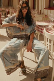 thumbnail: Summum wide leg high waist broek lichtblauw