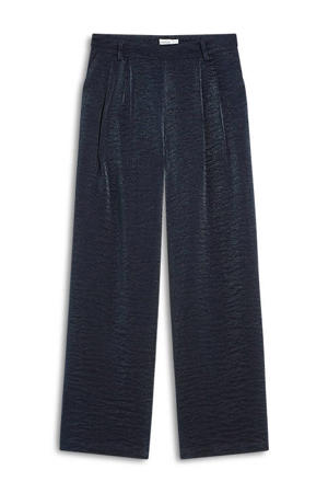 viscose wide leg broek - donkerblauw
