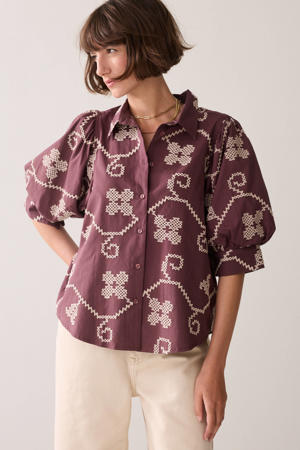 blouse met borduursels - paars
