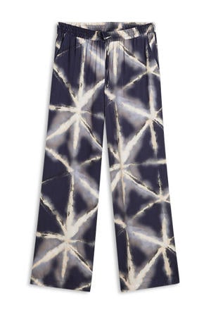 wide leg broek met print - donkerblauw