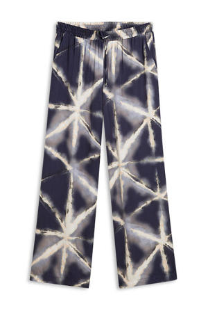 wide leg broek met print - donkerblauw