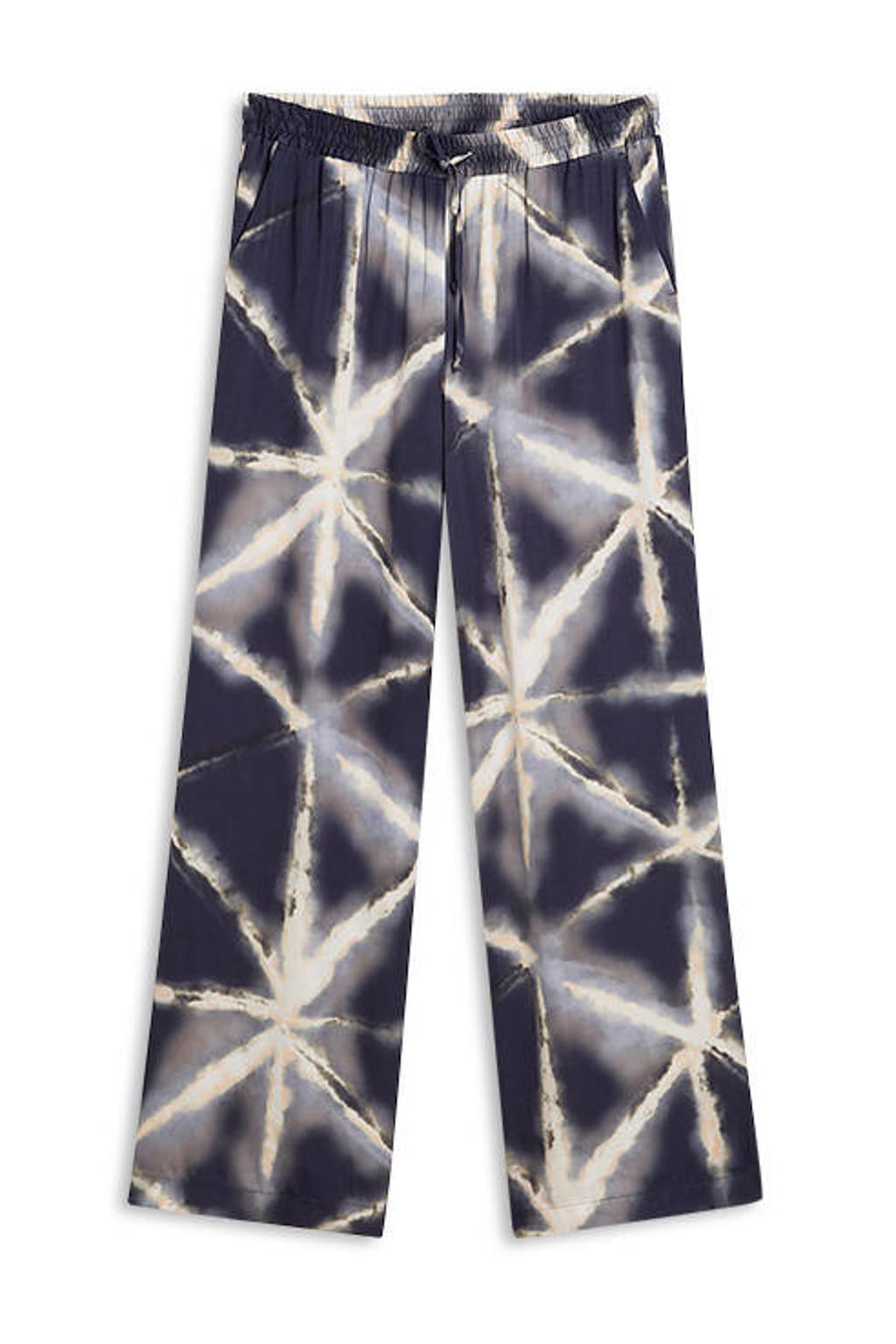 Summum wide leg broek met print - donkerblauw
