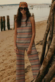 thumbnail: Summum wide leg gestreepte broek - meerkleurig