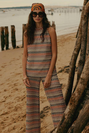 wide leg gestreepte broek - meerkleurig