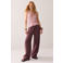 Summum linnen regular waist wide leg fit broek - paars