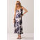 Summum viscose midi jurk met print - donkerblauw