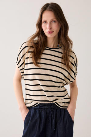 gestreepte top beige