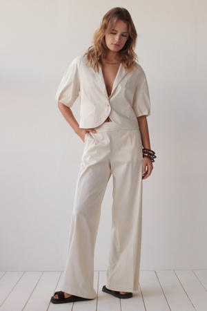 wide leg regular waist broek ecru