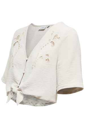 regular fit gebloemde zwangerschapsblouse met borduursels - beige