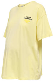 thumbnail: Lichtgele dames ONLY MATERNITY zwangerschaps T-shirt van katoen met backprint, korte mouwen en ronde hals