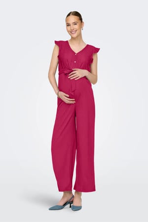 zwangerschaps jumpsuit broderie fuchsia