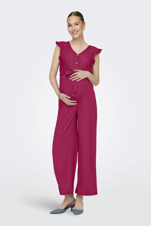 zwangerschaps jumpsuit broderie fuchsia