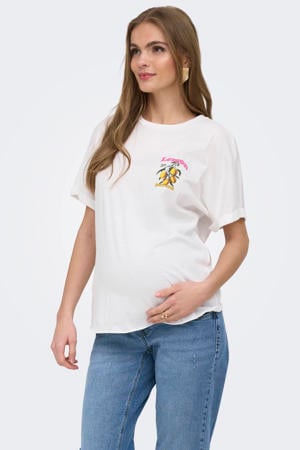 zwangerschaps T-shirt met backprint wit