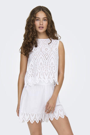 mouwloze top broderie
