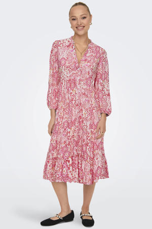 midi jurk roze