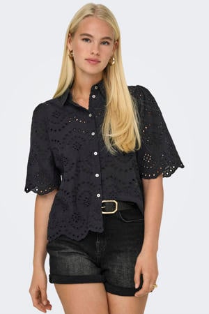 blouse zwart broderie