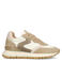 Manfield leren sneakers taupe