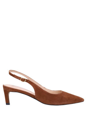 suède slingback pumps bruin