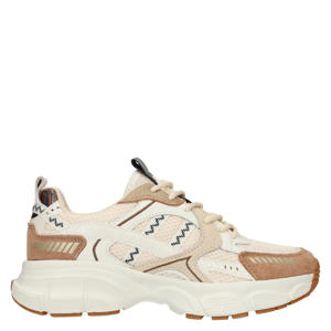 chunky leren sneakers beige/bruin
