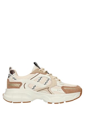chunky leren sneakers beige/bruin