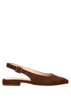 suède slingback loafers cognac