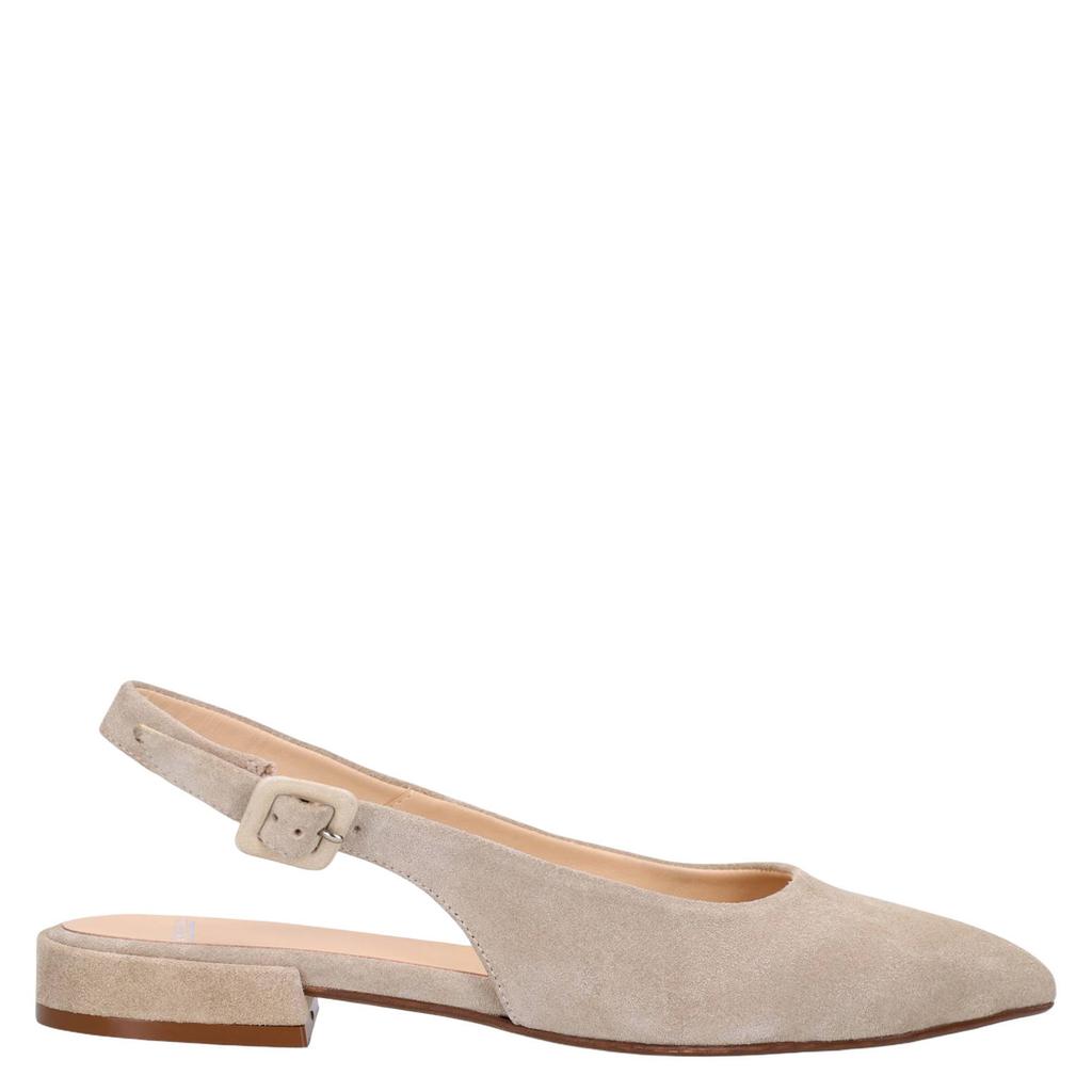 Beige dames Manfield suède slingback loafers met gesp