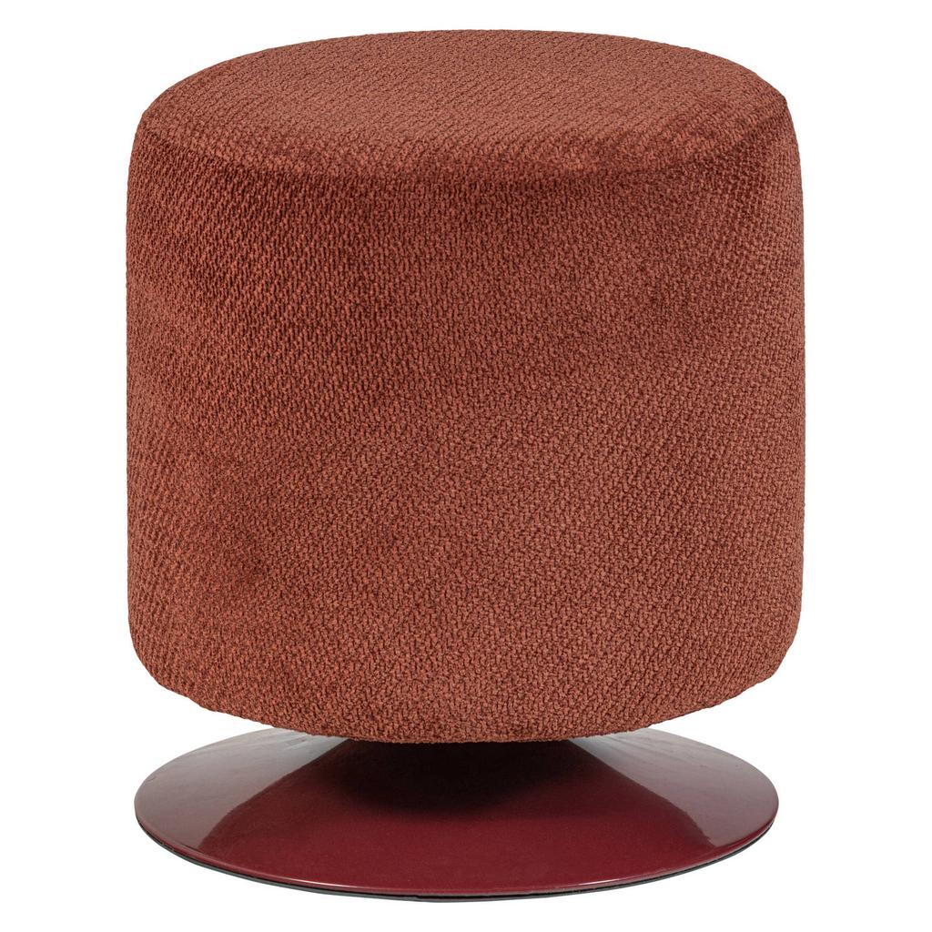 WOOOD WOOOD Islen Poef Met Draaivoet - Bouclé - Beige - 47x39x39