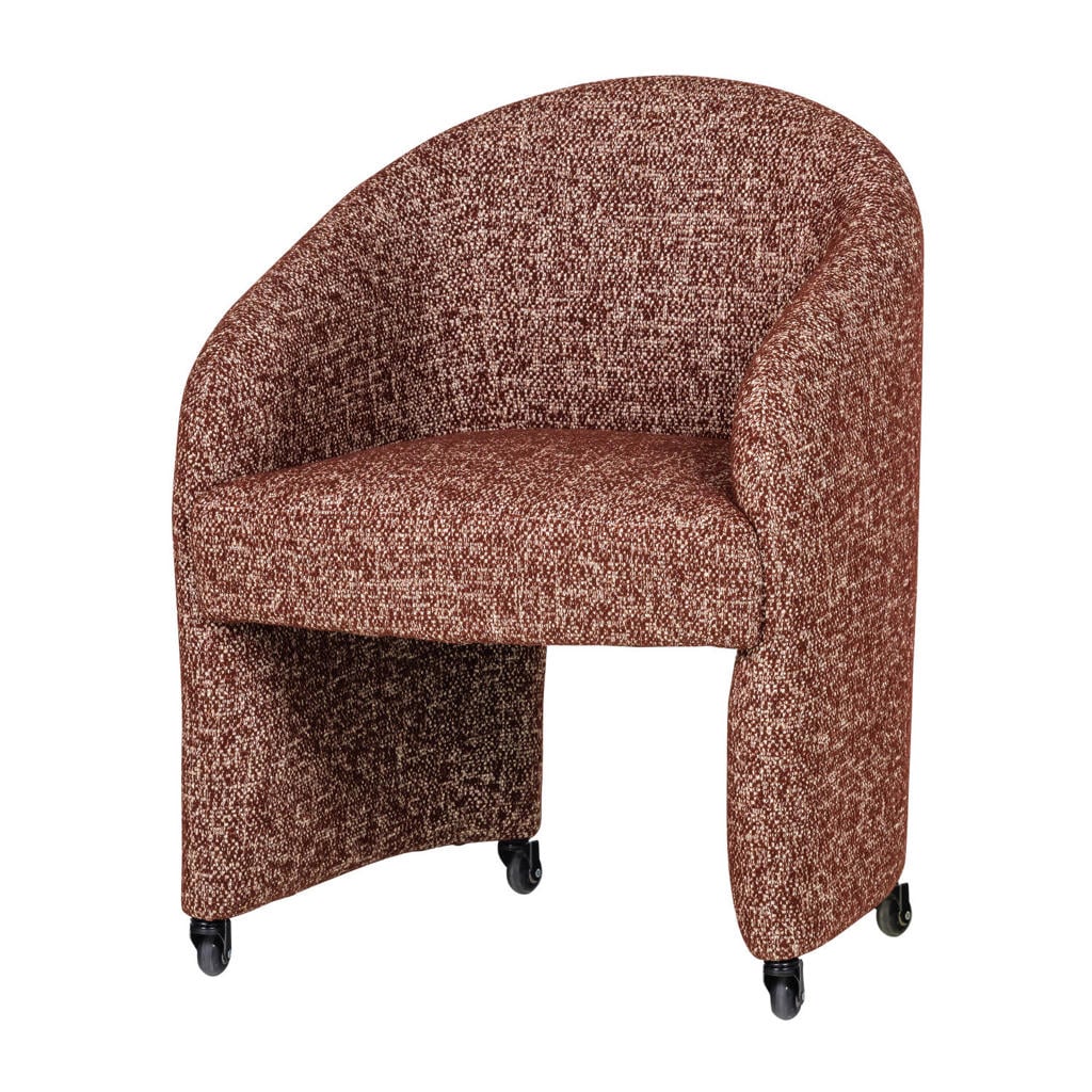 WOOOD WOOOD Cordo Eetkamerstoel Met Wielen - Melange - Roestbruin - 83x64x64