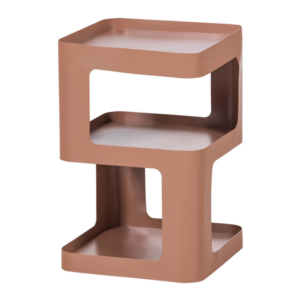 WOOOD WOOOD Riv Bijzettafel/Nachtkastje - Metaal - Paars/Bruin - 54x35x35
