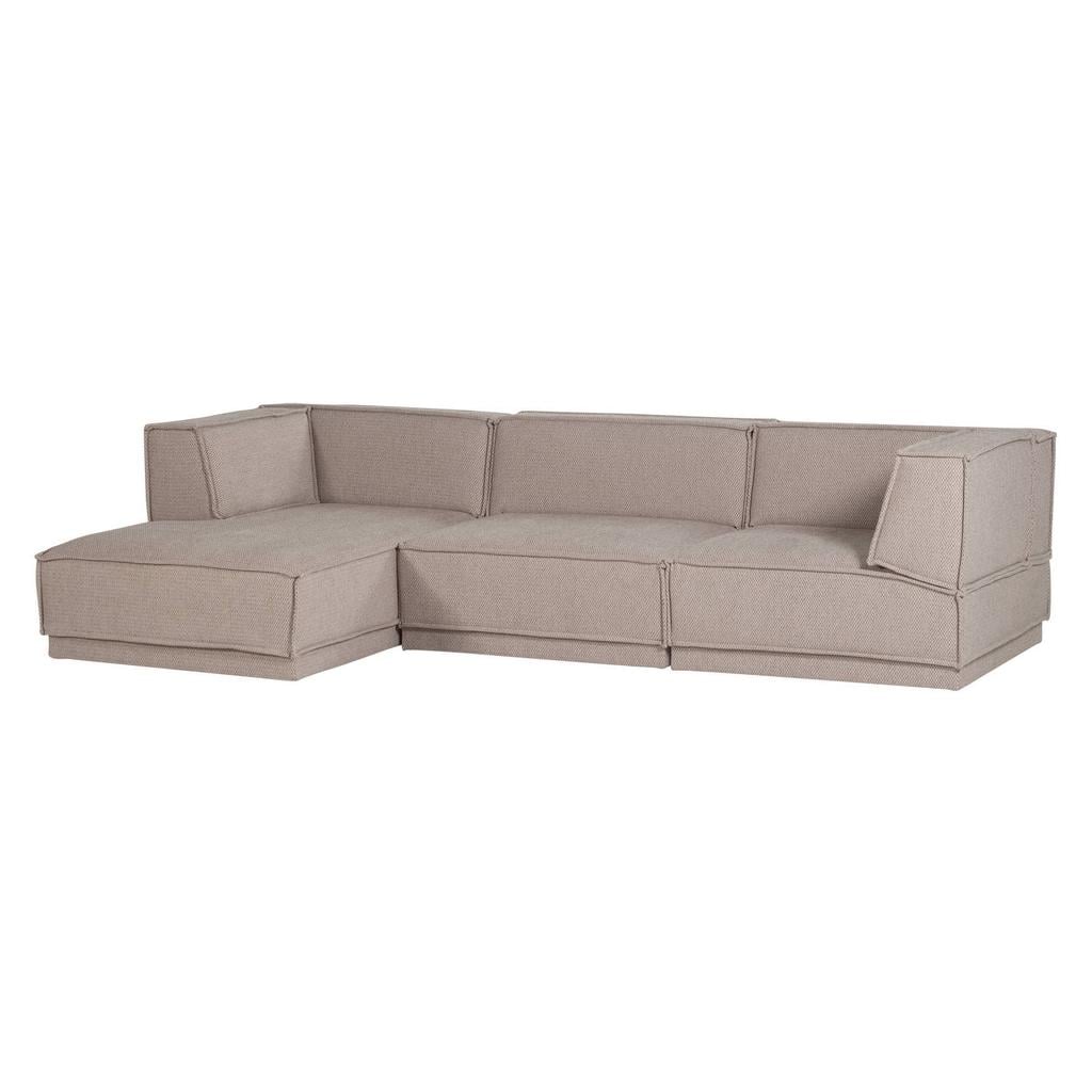 WOOOD WOOOD Manu Chaise Longue Bank Links - Velvet - Bruin - 73x286x160