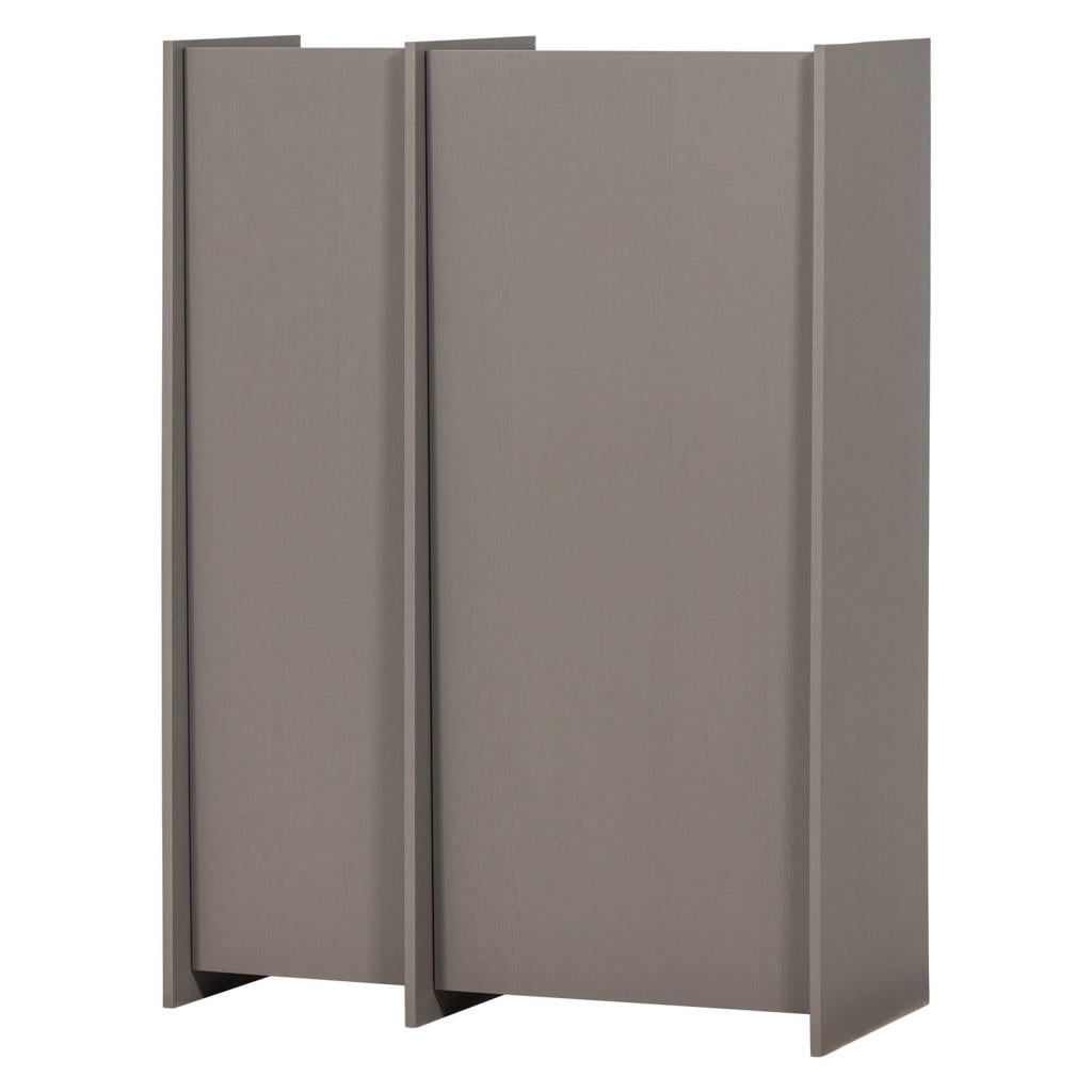 WOOOD Brock 2-Deurs Kast - Essen Fineer - Warmgrijs - 140x102x44