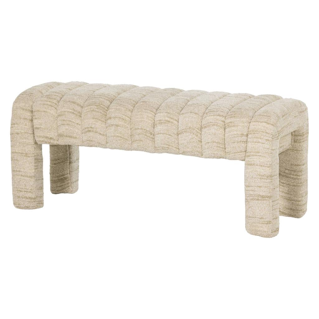 WOOOD WOOOD Frex Bankje Gestoffeerd - Bouclé - Naturel - 48x110x43